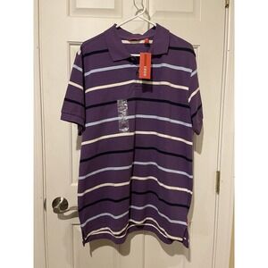 Izod Polo Shirt NWT Men’s Large Purple (loganberry) Stripe